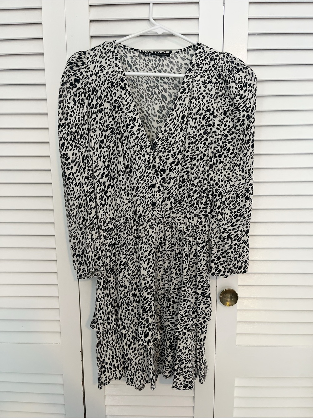Zara leopard print mini dress long sleeve size small